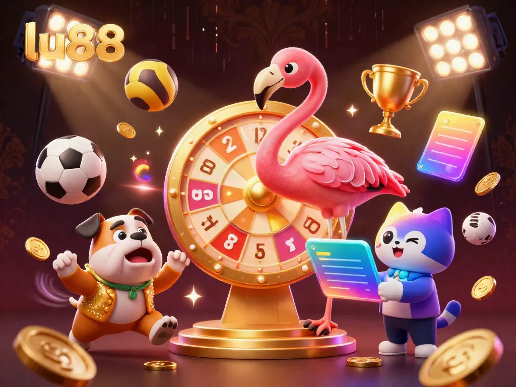 Experience thrilling wins with lu88 in this vibrant game show scene featuring lively characters and dynamic gambling elements.