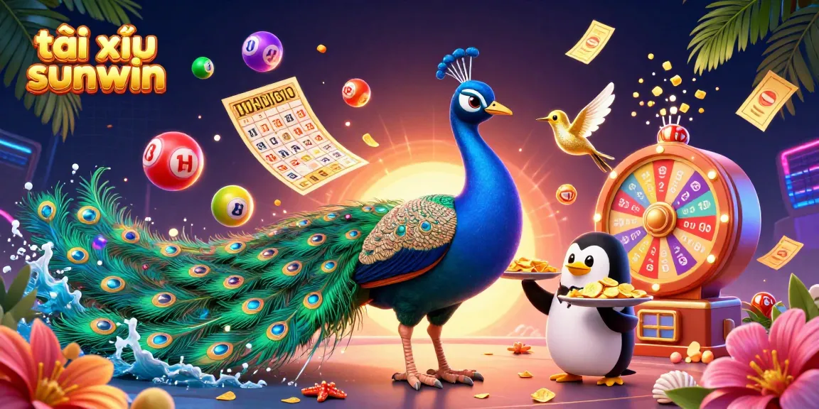 Engage in thrilling gameplay with tài xỉu sunwin, amidst vibrant 3D characters and dynamic lottery elements.