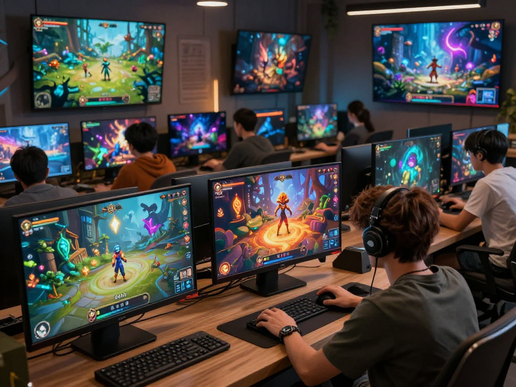Dynamic scene illustrating a porngame featuring diverse characters in an immersive adult fantasy environment.