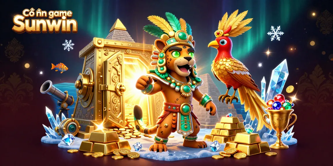 Cổng game Sunwin showcases a vibrant underwater casino adventure with detailed characters and dynamic elements.
