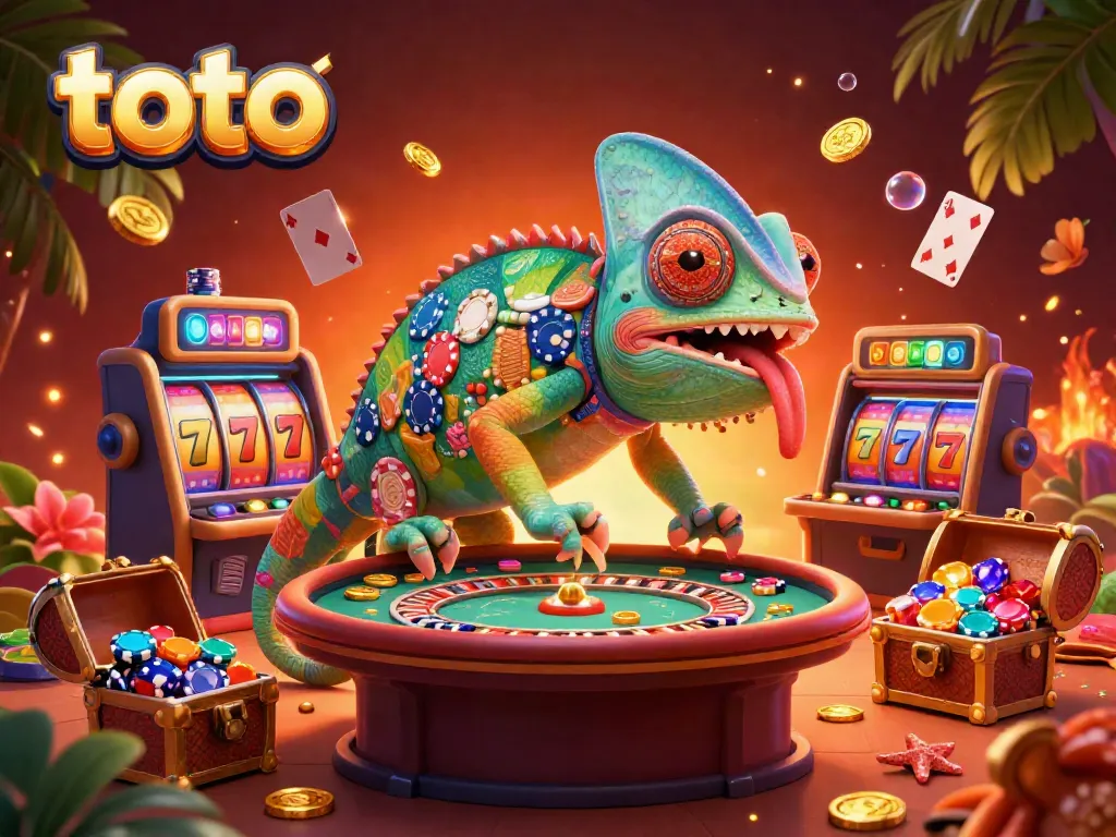 Experience toto adventures as a vibrant chameleon casino owner orchestrates thrilling jackpot scenes.