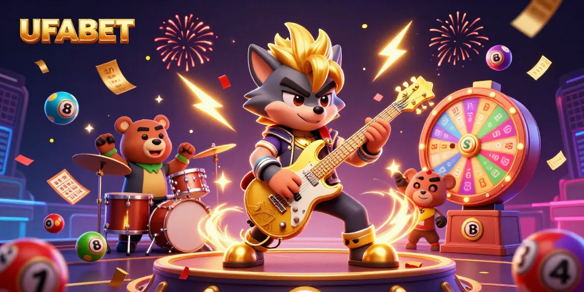 Bet on UFABET with excitement as a rock star wolf and drummer bear bring the casino to life!